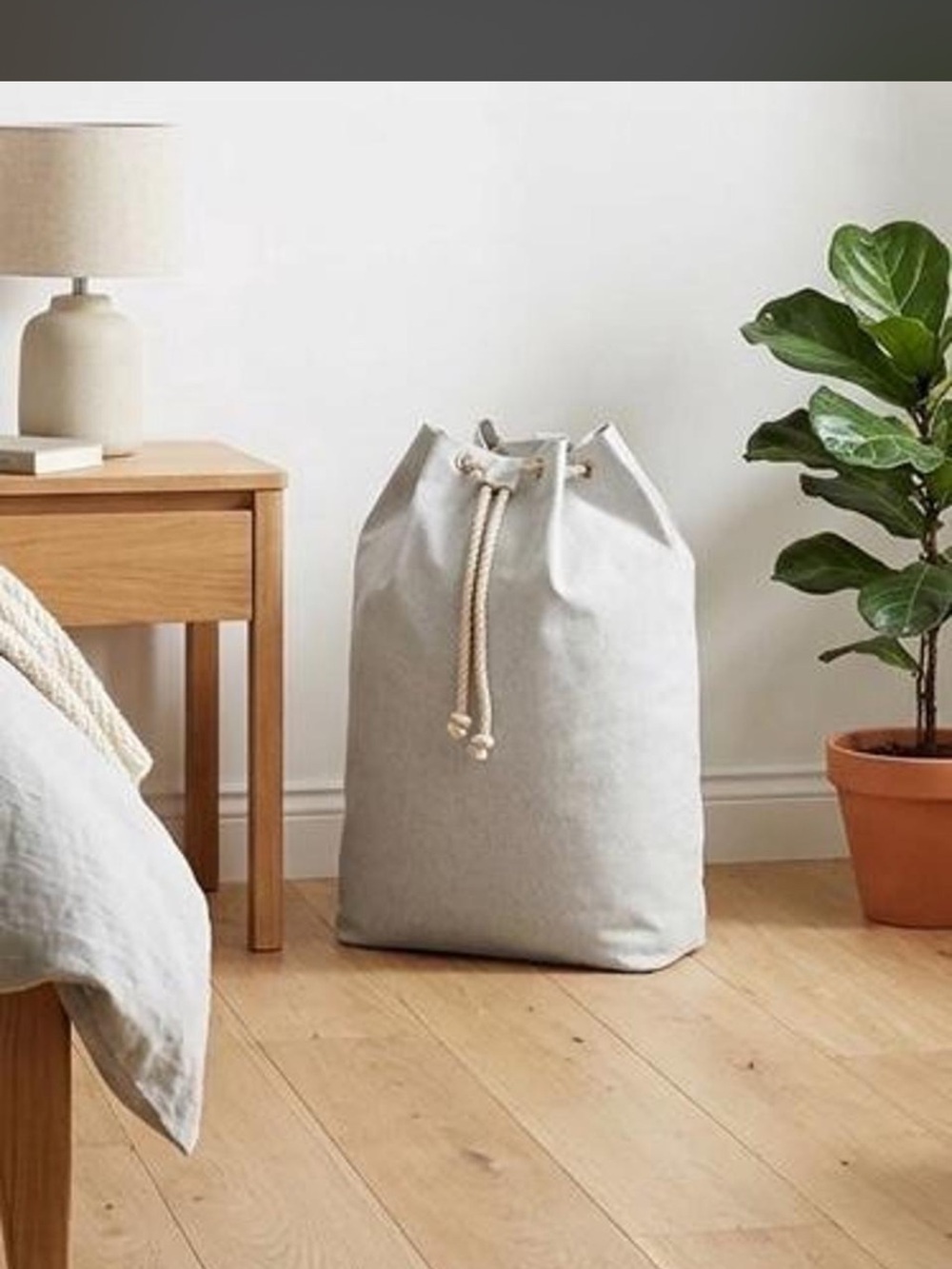 Canvas Drawstring Laundry Bag - Light Gray